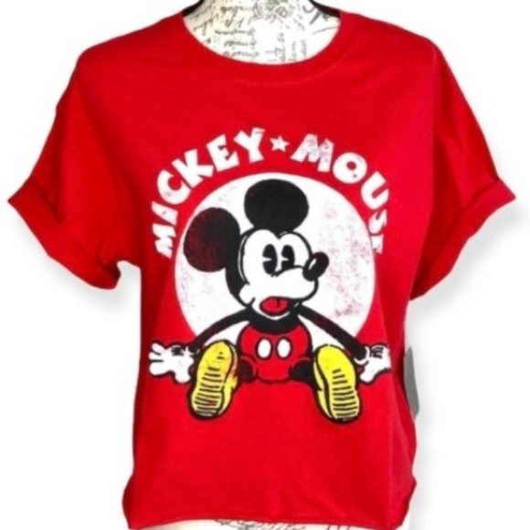 Disney Tops - MICKEY MOUSE Graphic Red Tee Shirt Junior LG Womens MED Retail: $24 NWT